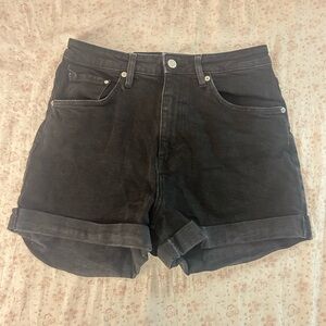 H&M Black Jean Shorts High-Waisted Cuffed
